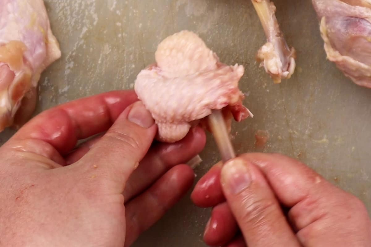 prepped chicken wing lollipop