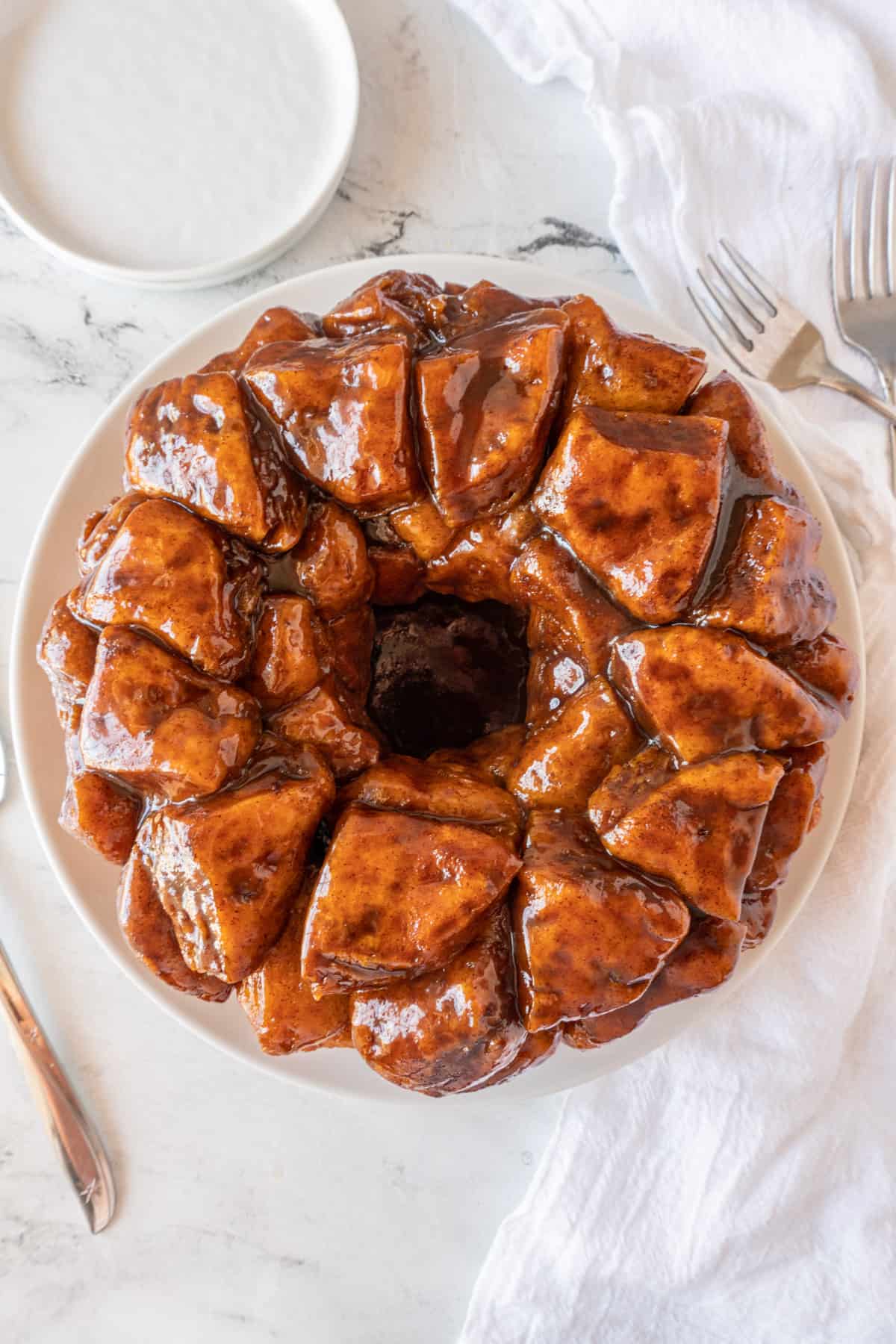 cinnamon pull apart bread on plate