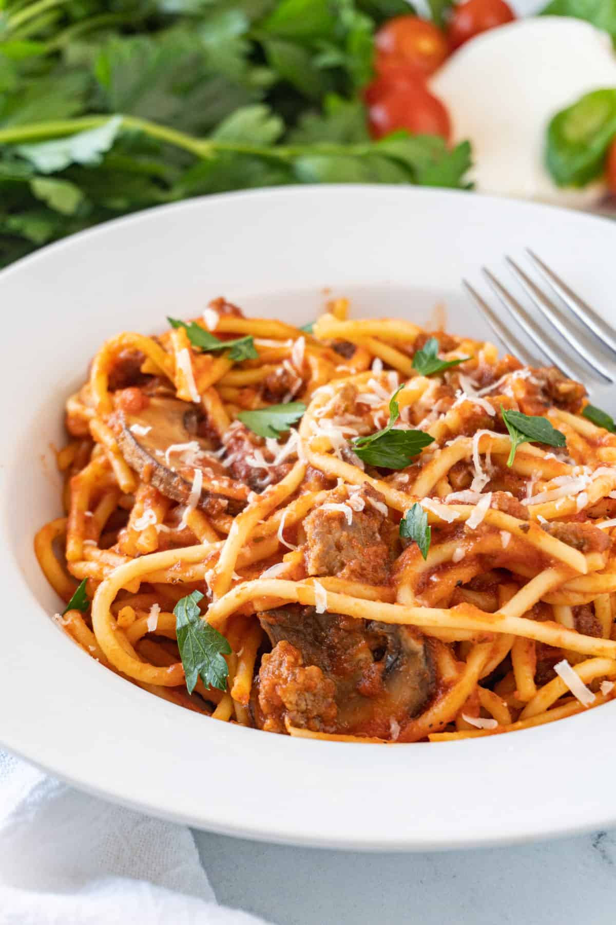 close up of Fried Spaghetti in bowl