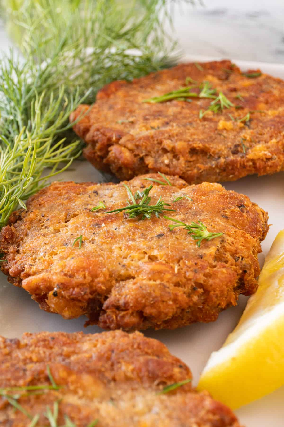 old fashioned salmon patties on platter