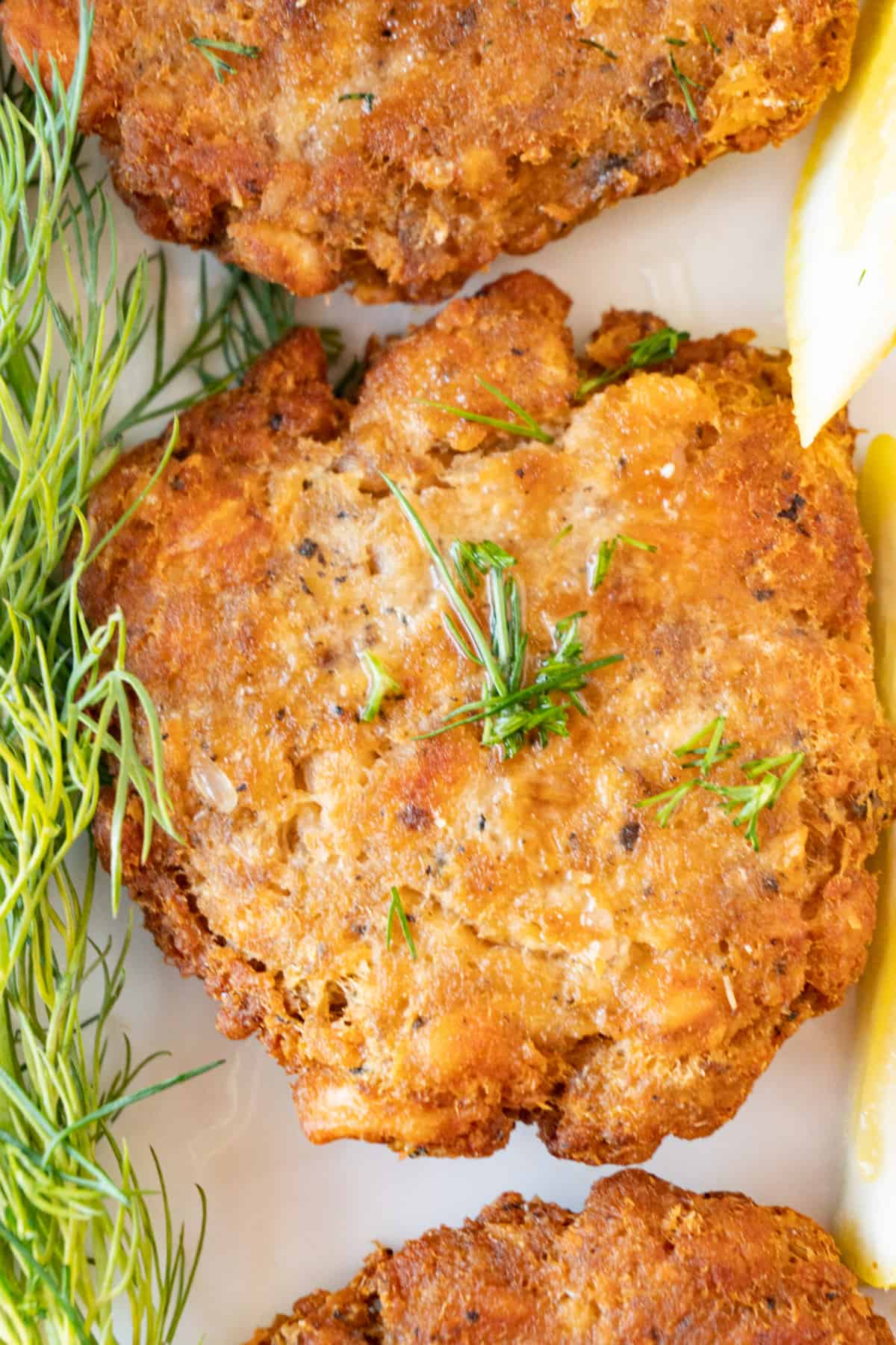 close up of salmon patty