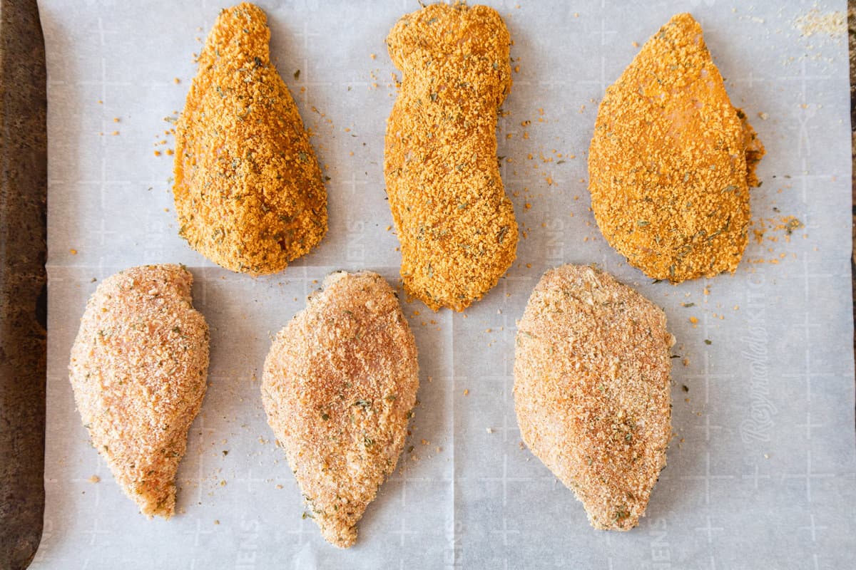 coated chicken before baking