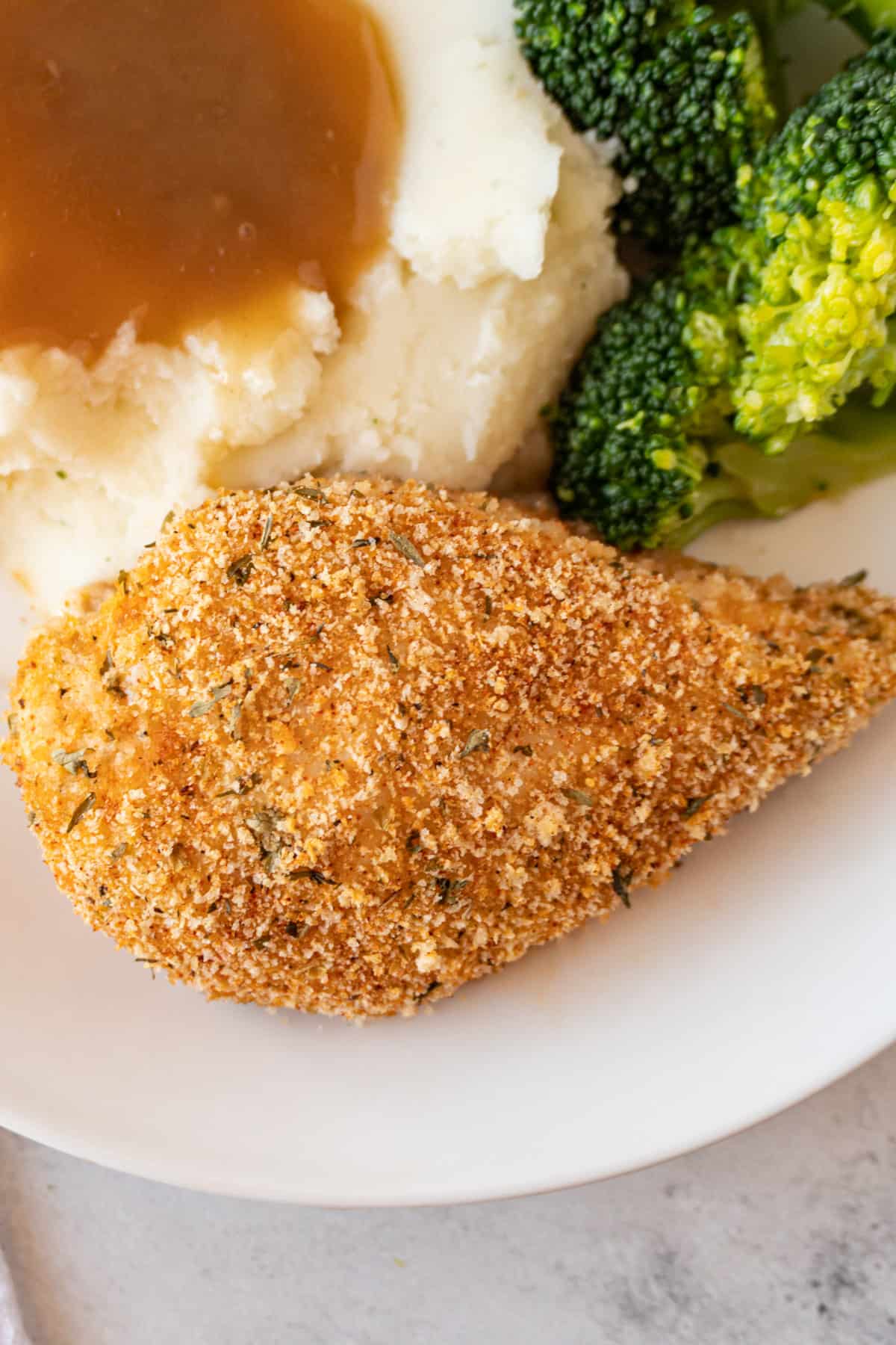 close up of shake and bake chicken on plate