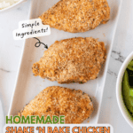 shake and bake chicken on white platter pinterest pin
