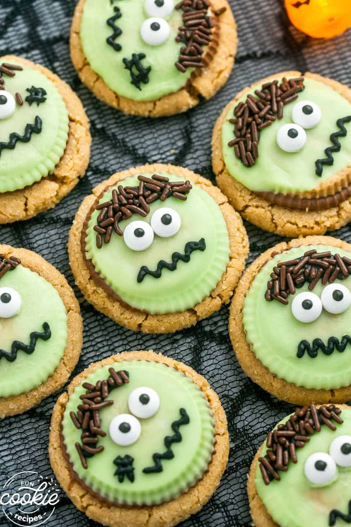 frankenstein cookies close up