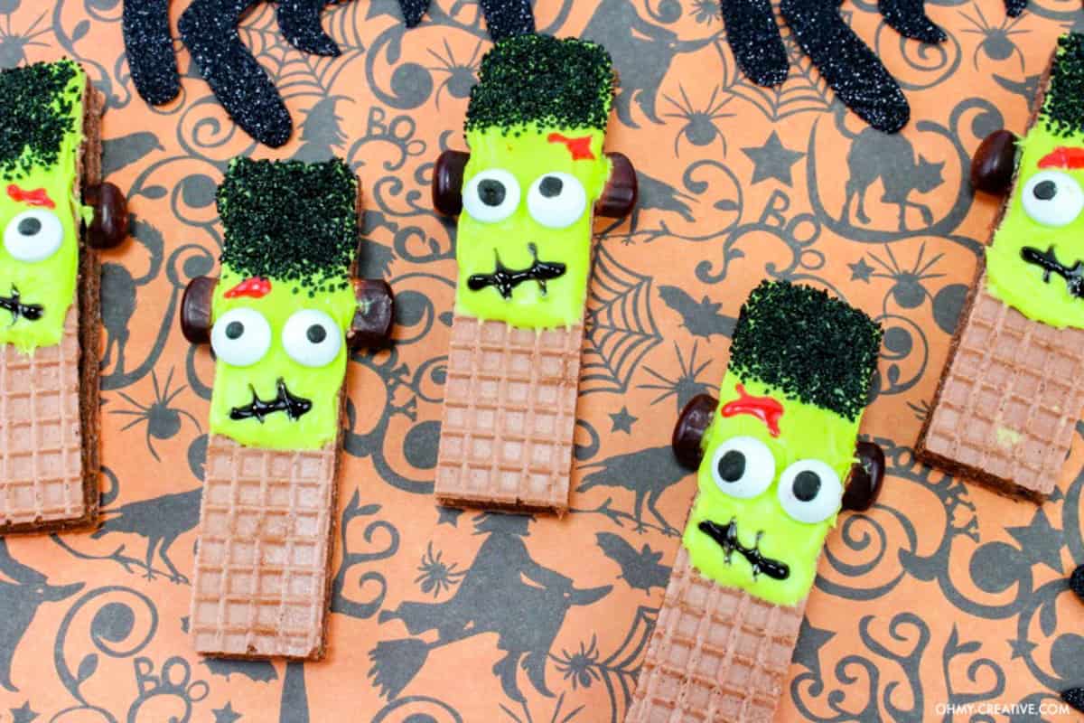 Frankenstein's cookies made from wafers