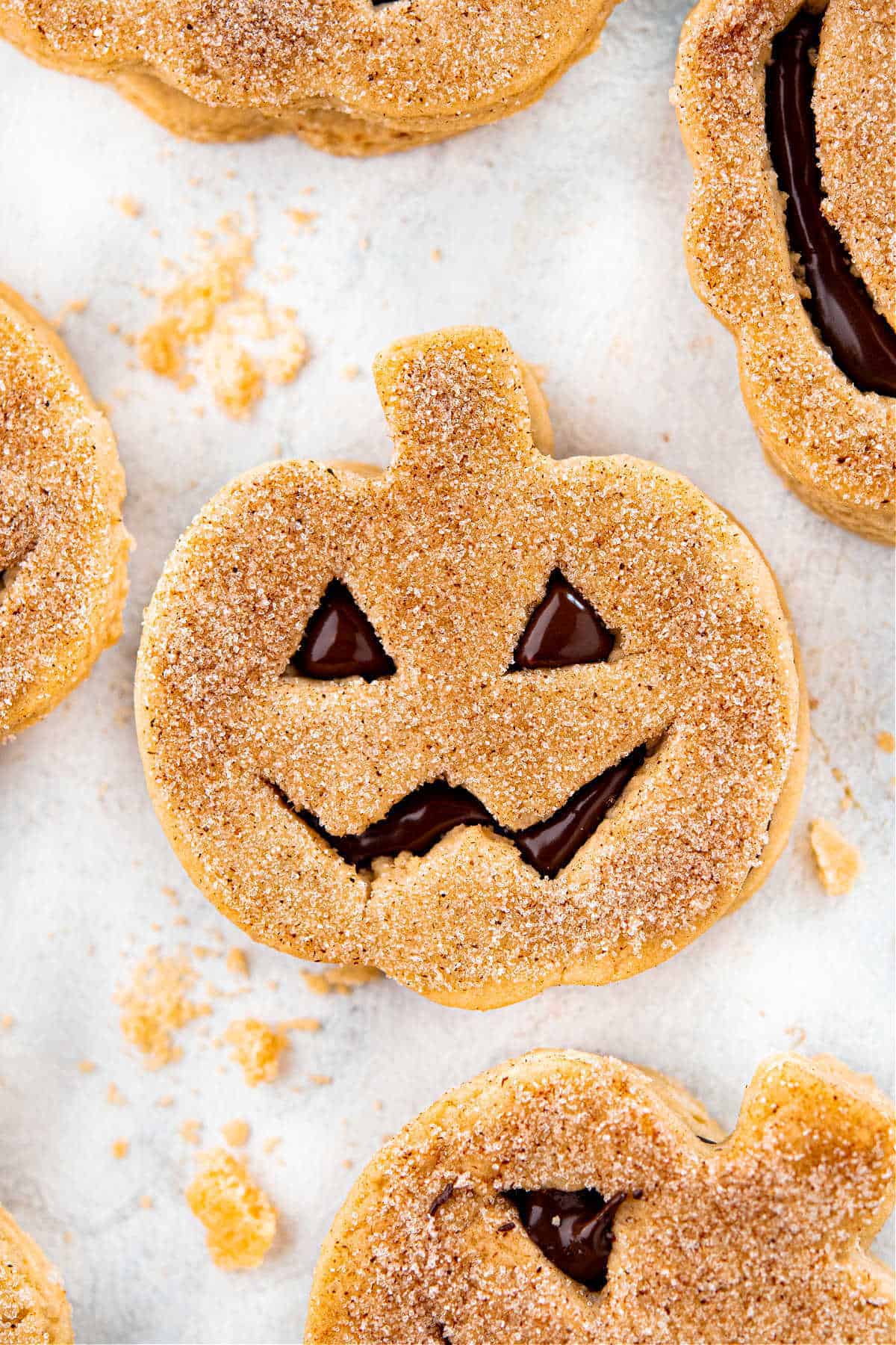 close up of Jack-O-Lantern sugar cookie