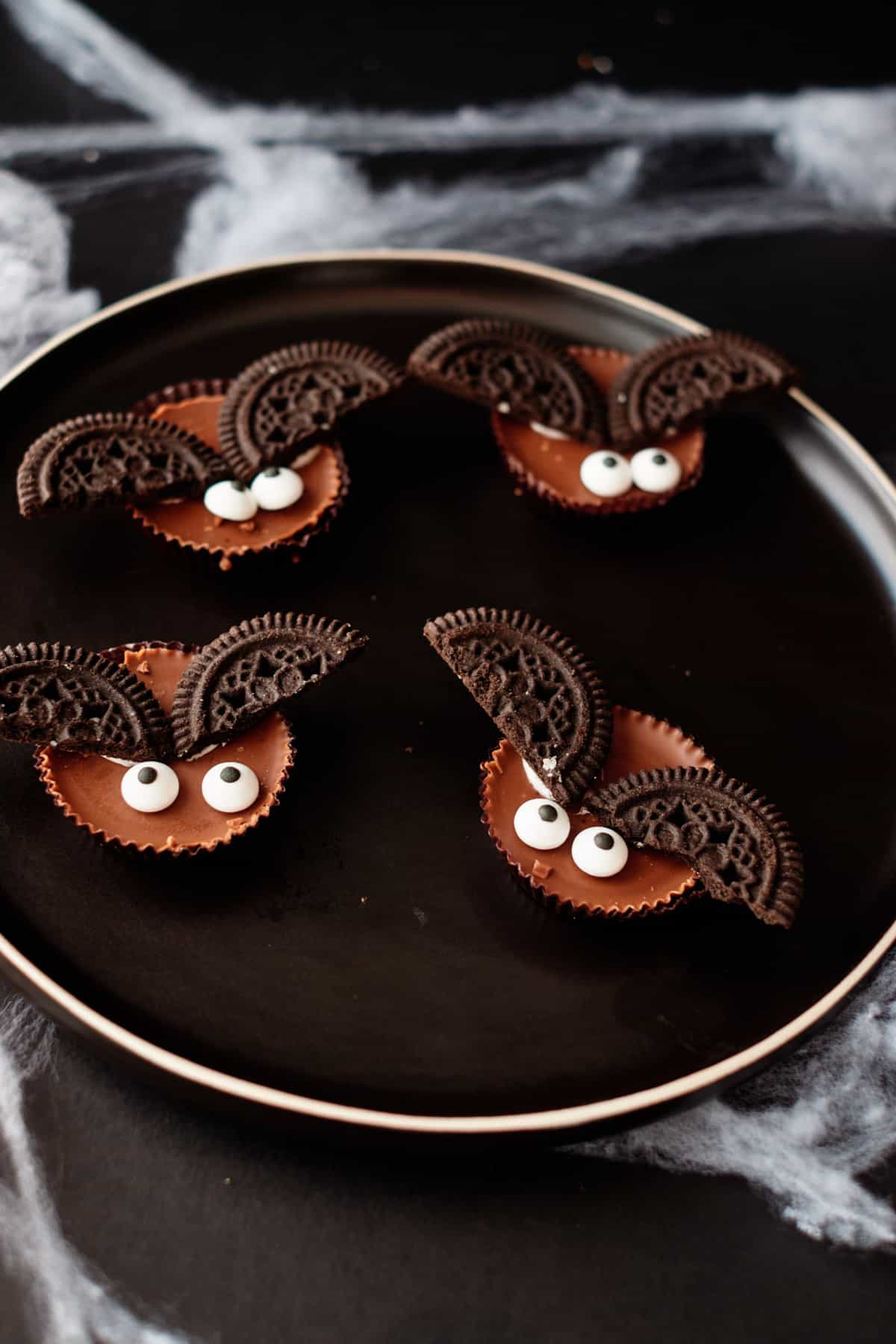 no bake bat cookies on plate