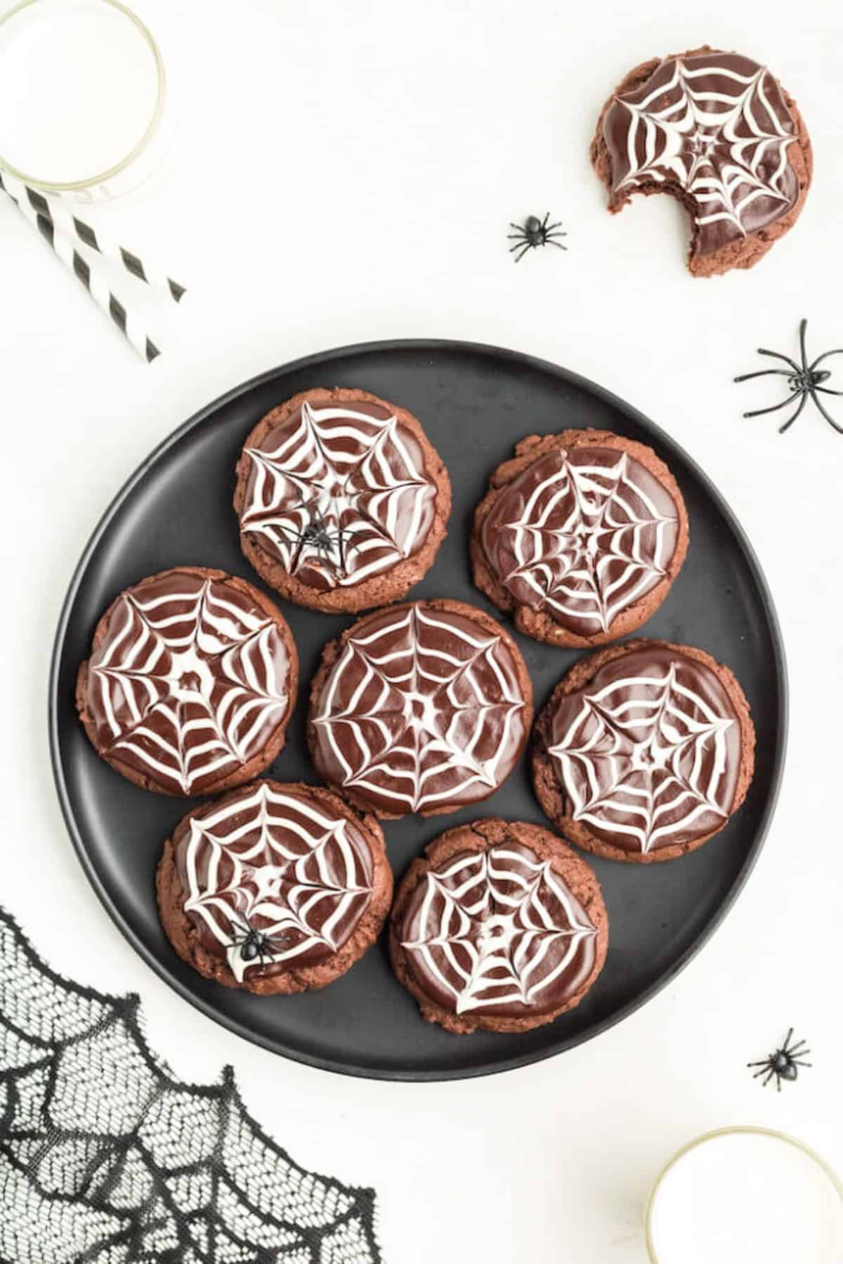 chocolate spiderweb cookies