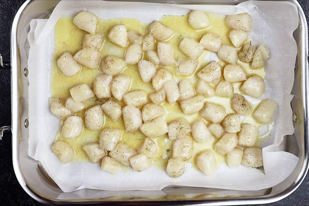 butter added to scallops