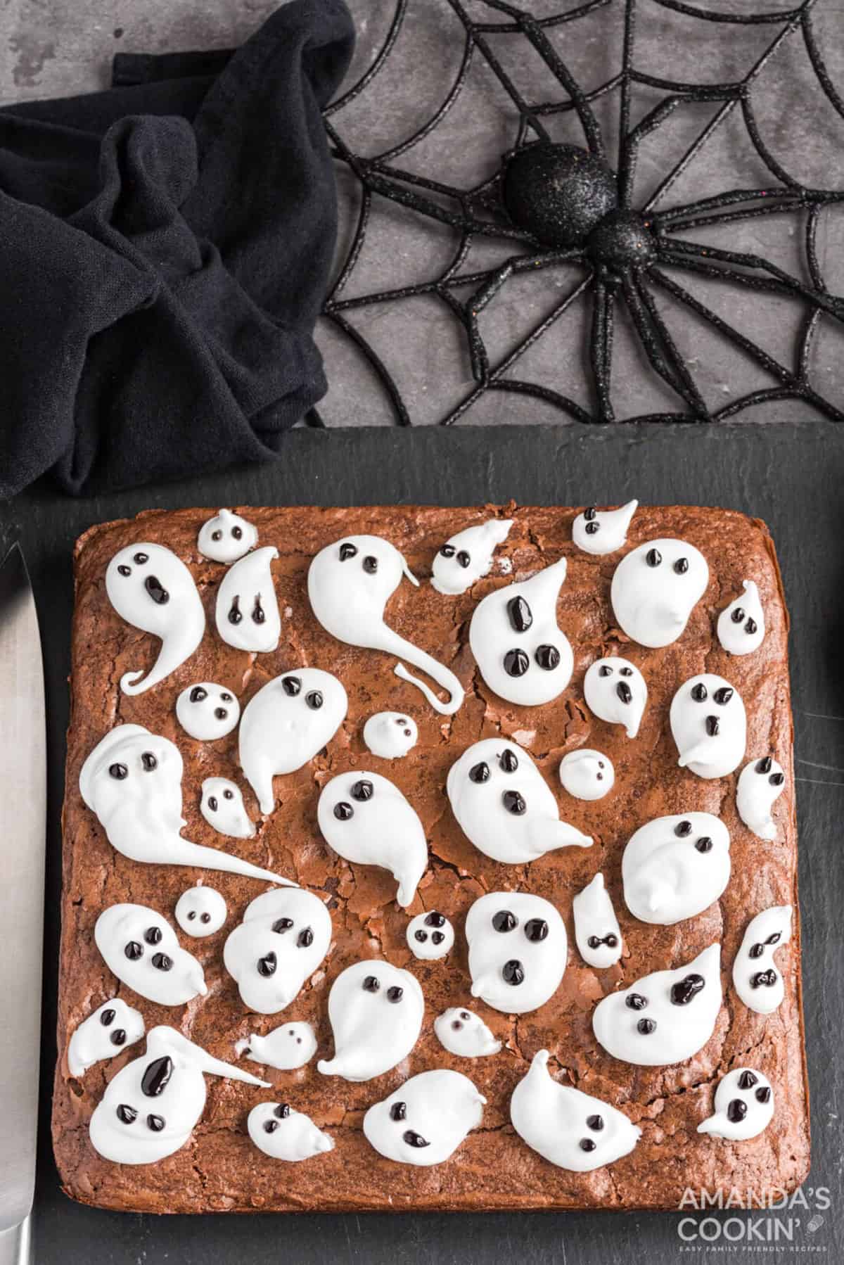 brownies with ghosts drawn on