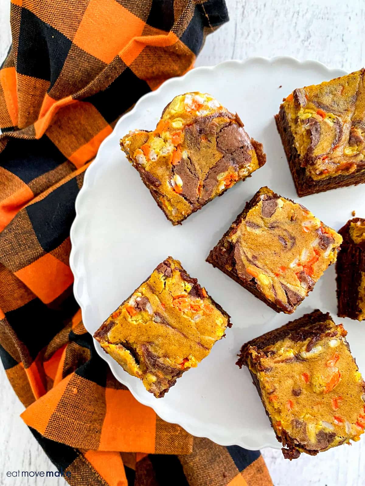 pumpkin brownies with cream cheese swirl