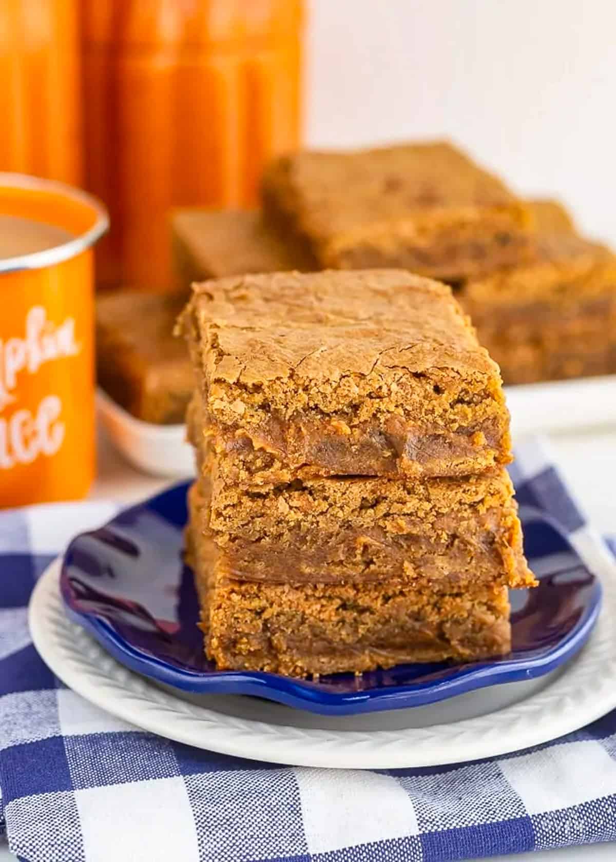 pumpkin blondies stacked