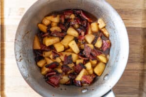 apple bacon syrup in sauce pan