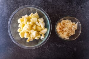 apples cut and grated