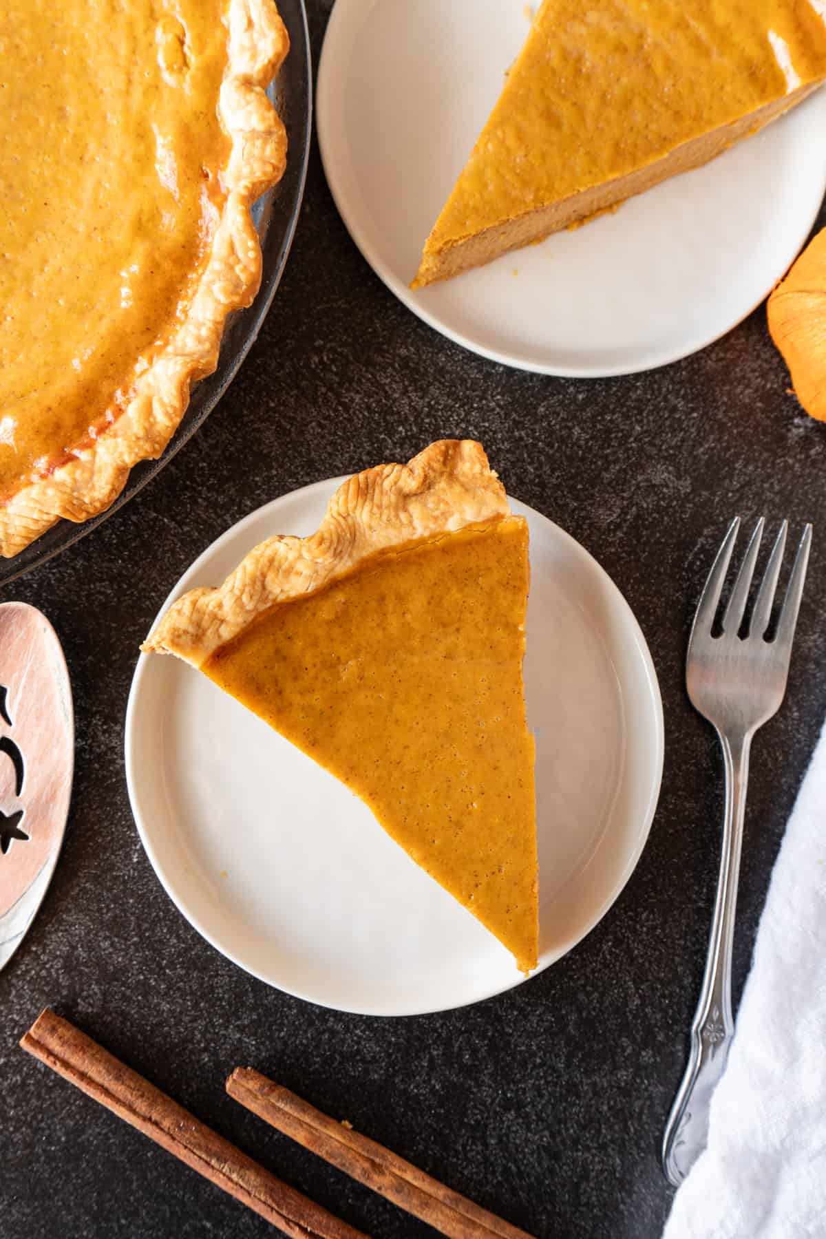 slice of pie on plate with fork next to it
