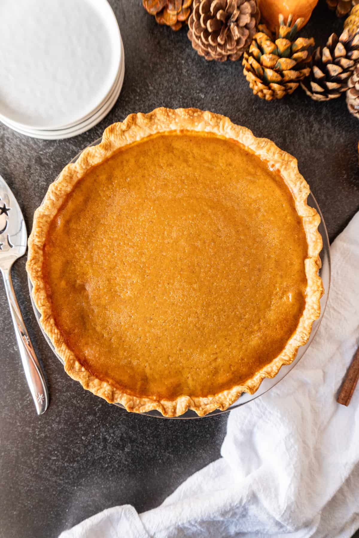 pumpkin pie with sweetened condensed milk full pie uncut