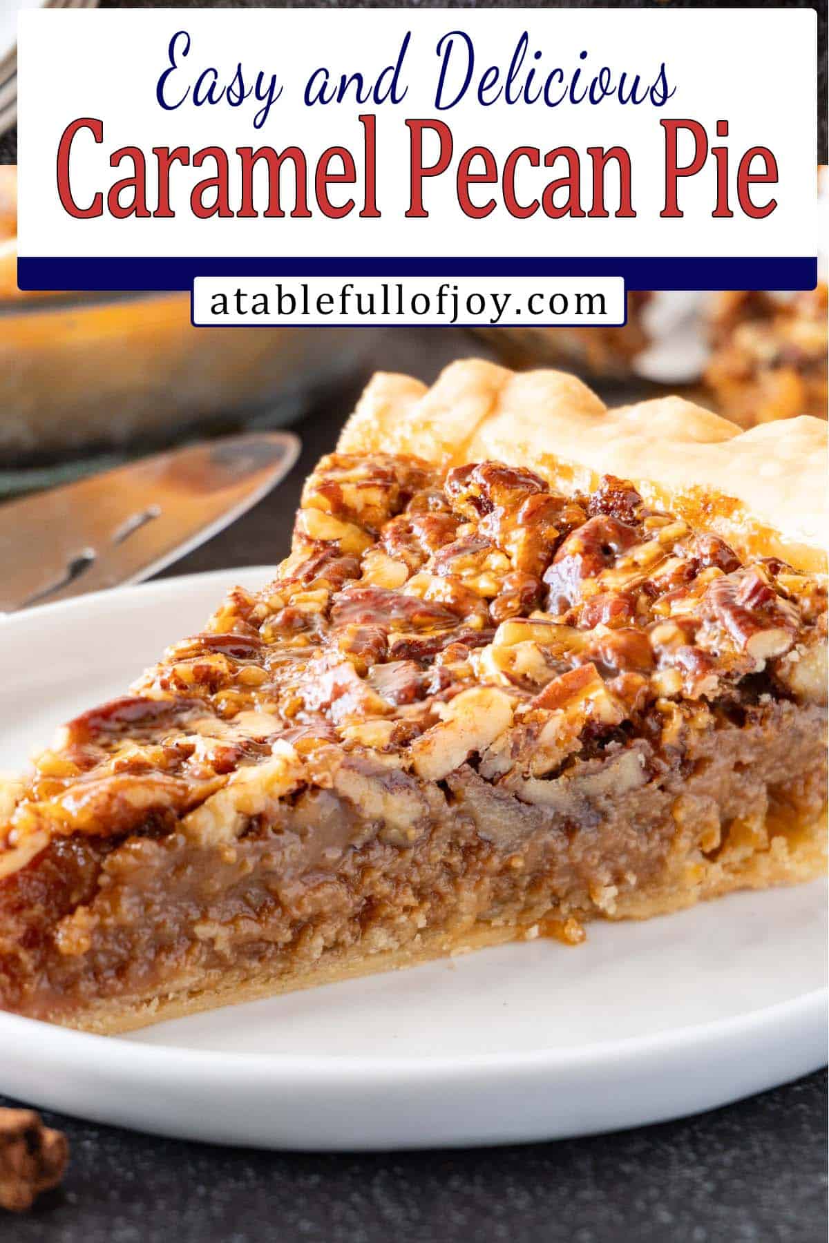 caramel pecan pie pinterest image