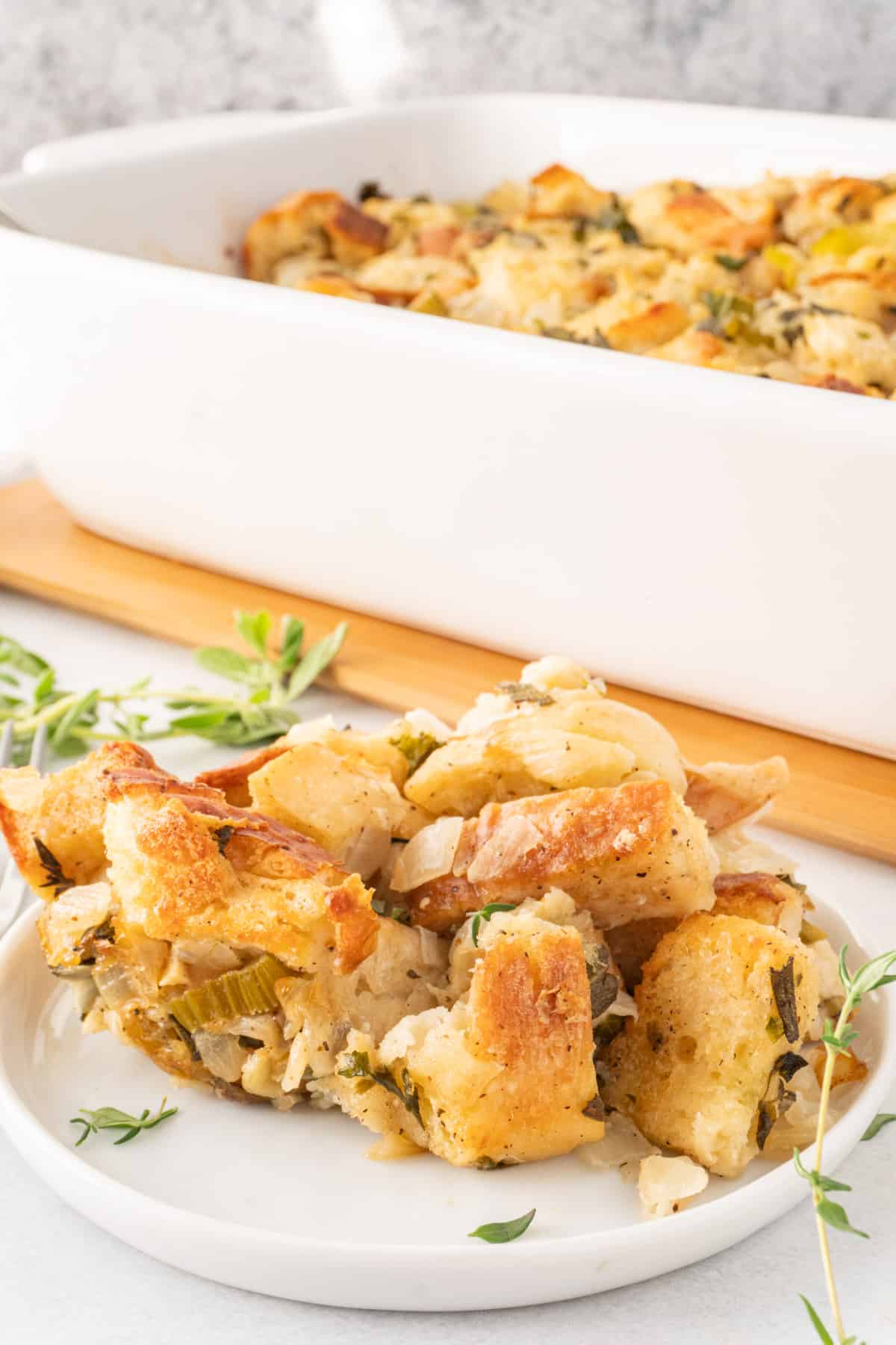 Homemade Stuffing serving on plate