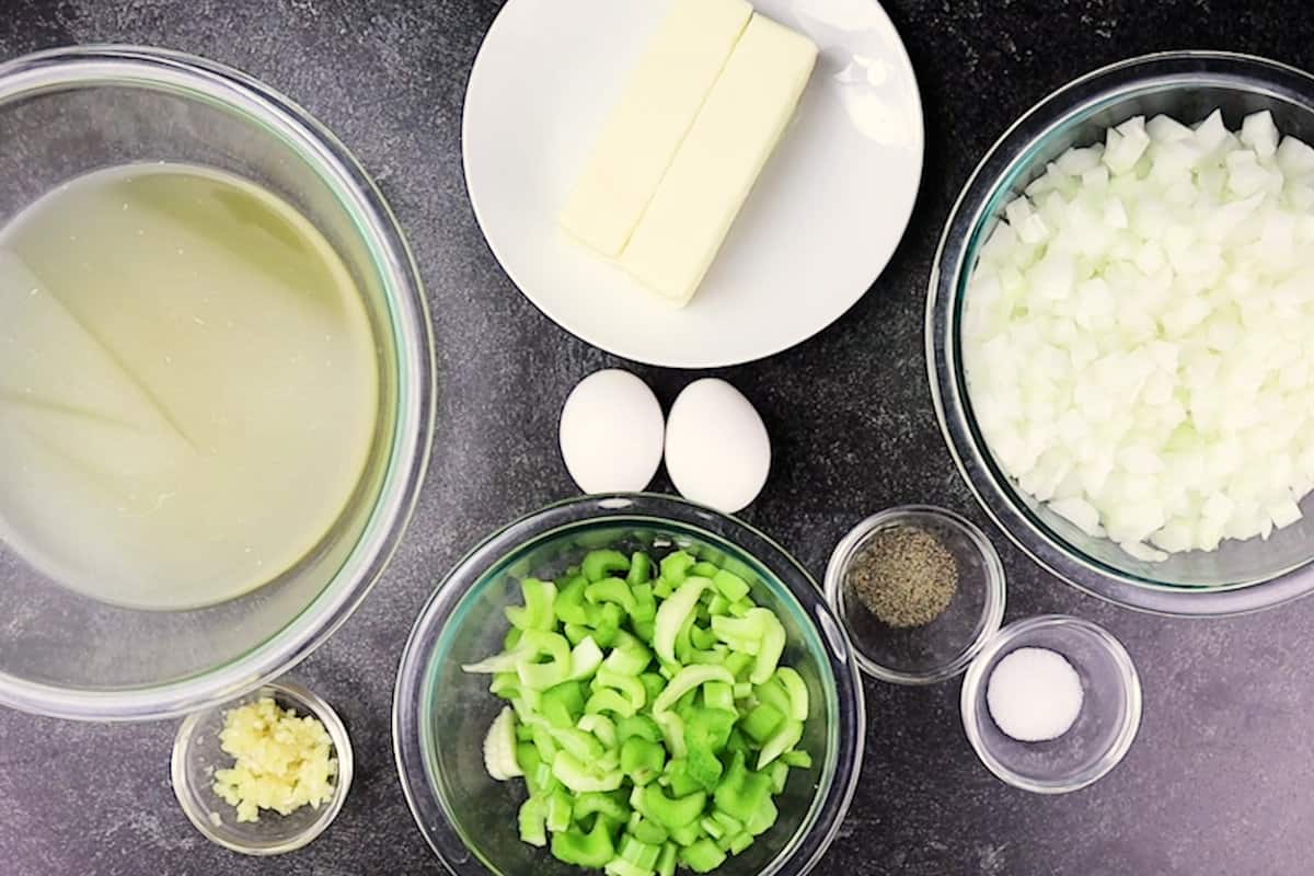 stuffing ingredients except for bread and herbs