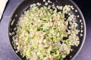 cooked down ingredients in fry pan