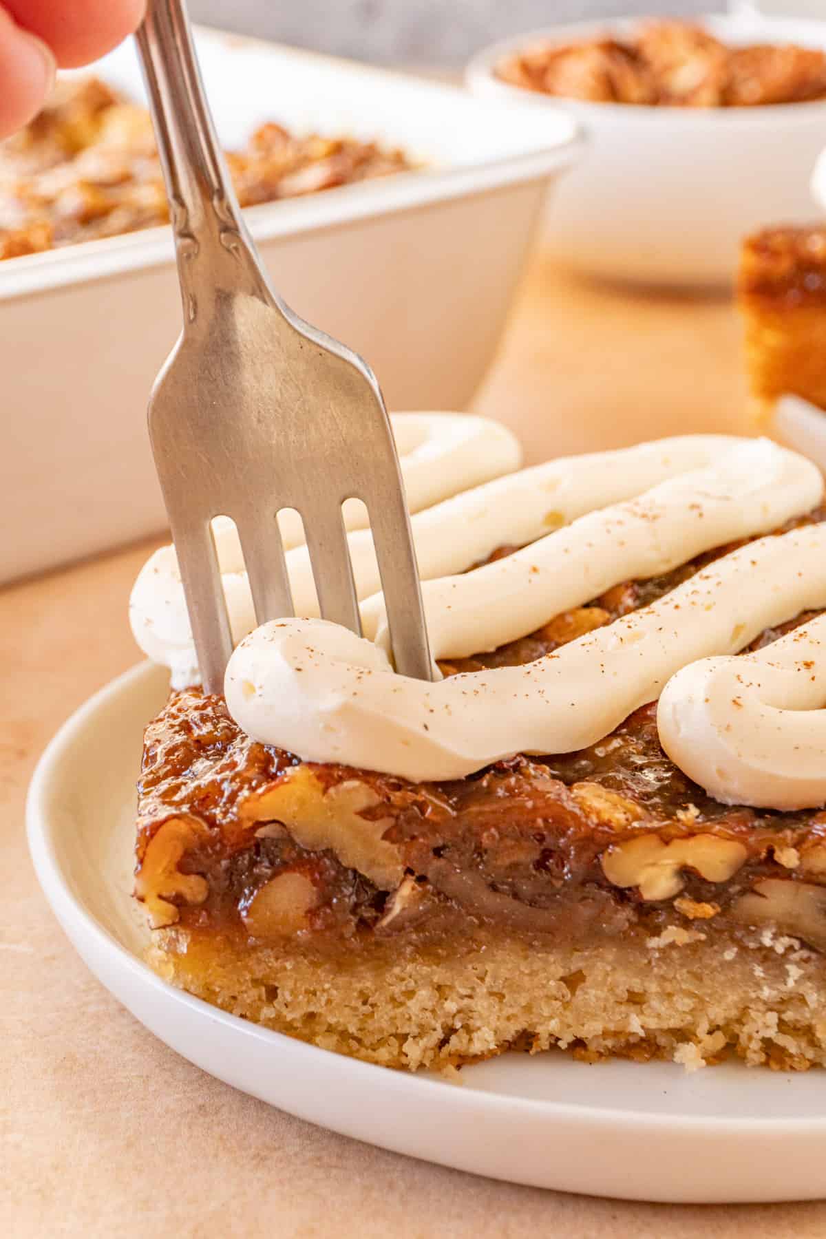 fork in pecan pie cake