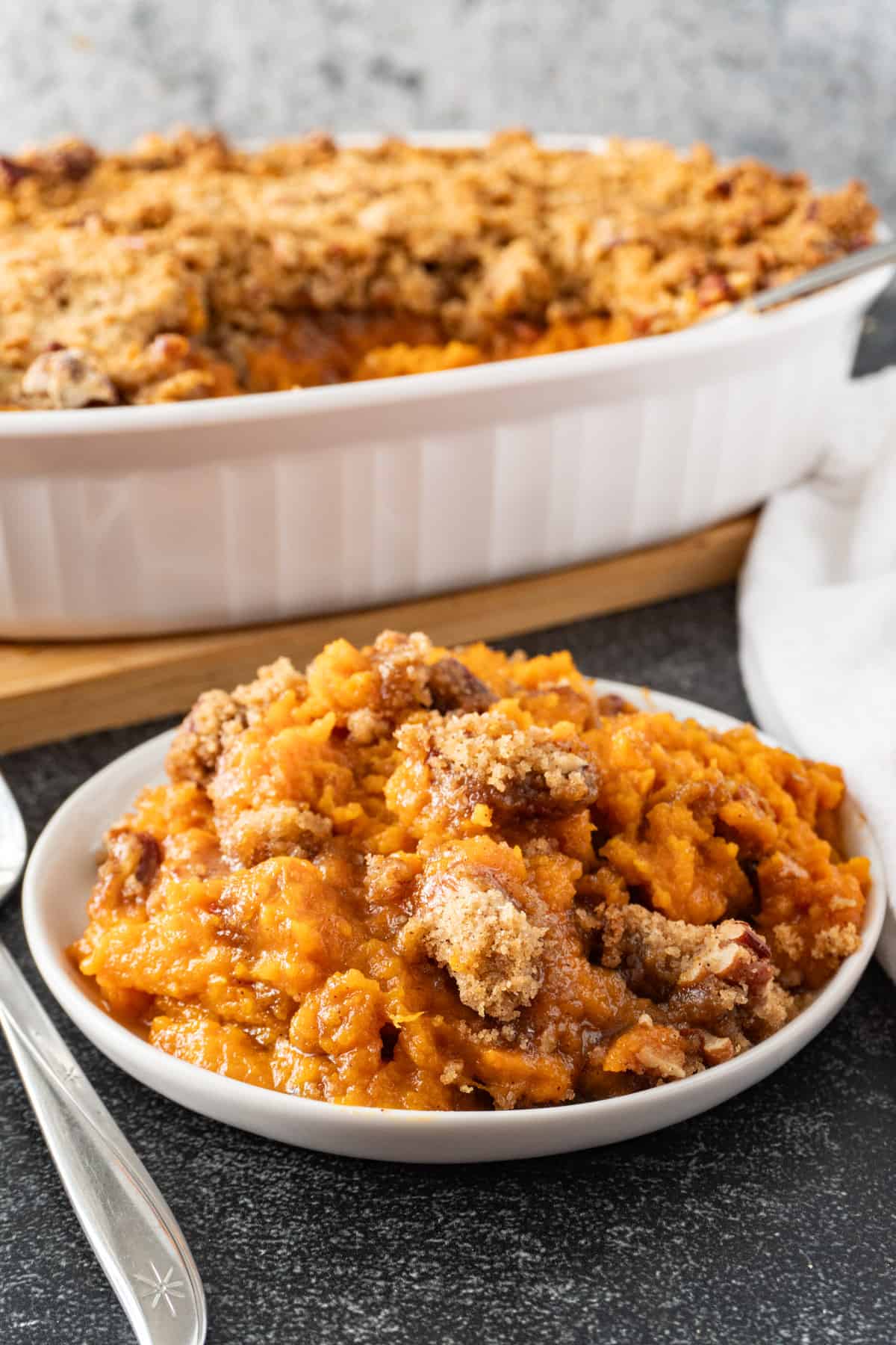 sweet potato souffle on plate