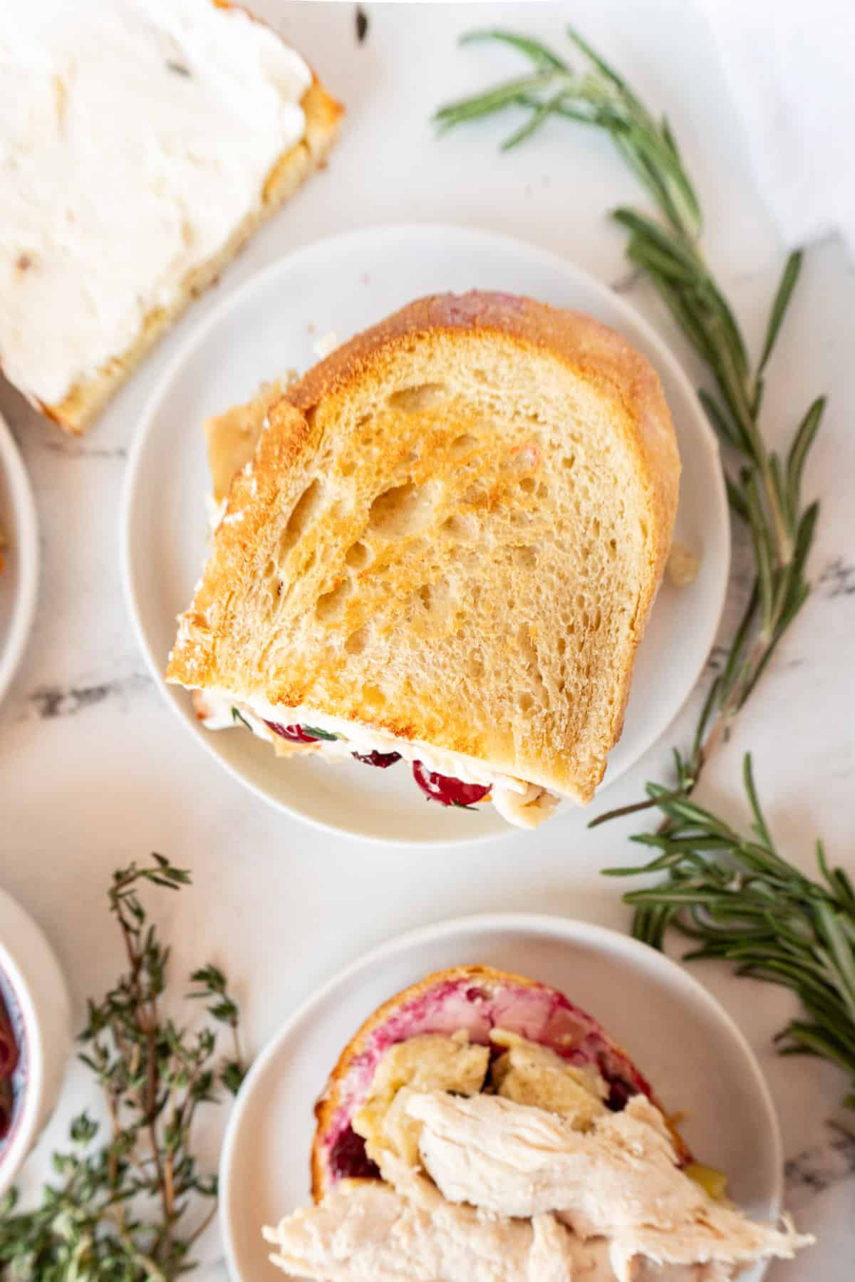 Turkey Cranberry Sandwich showing toasted top