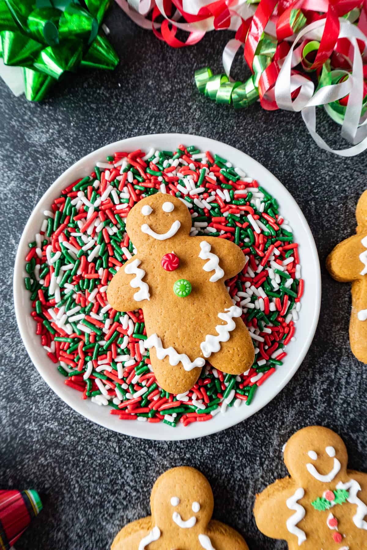 gingerbread cookie in sprinkles
