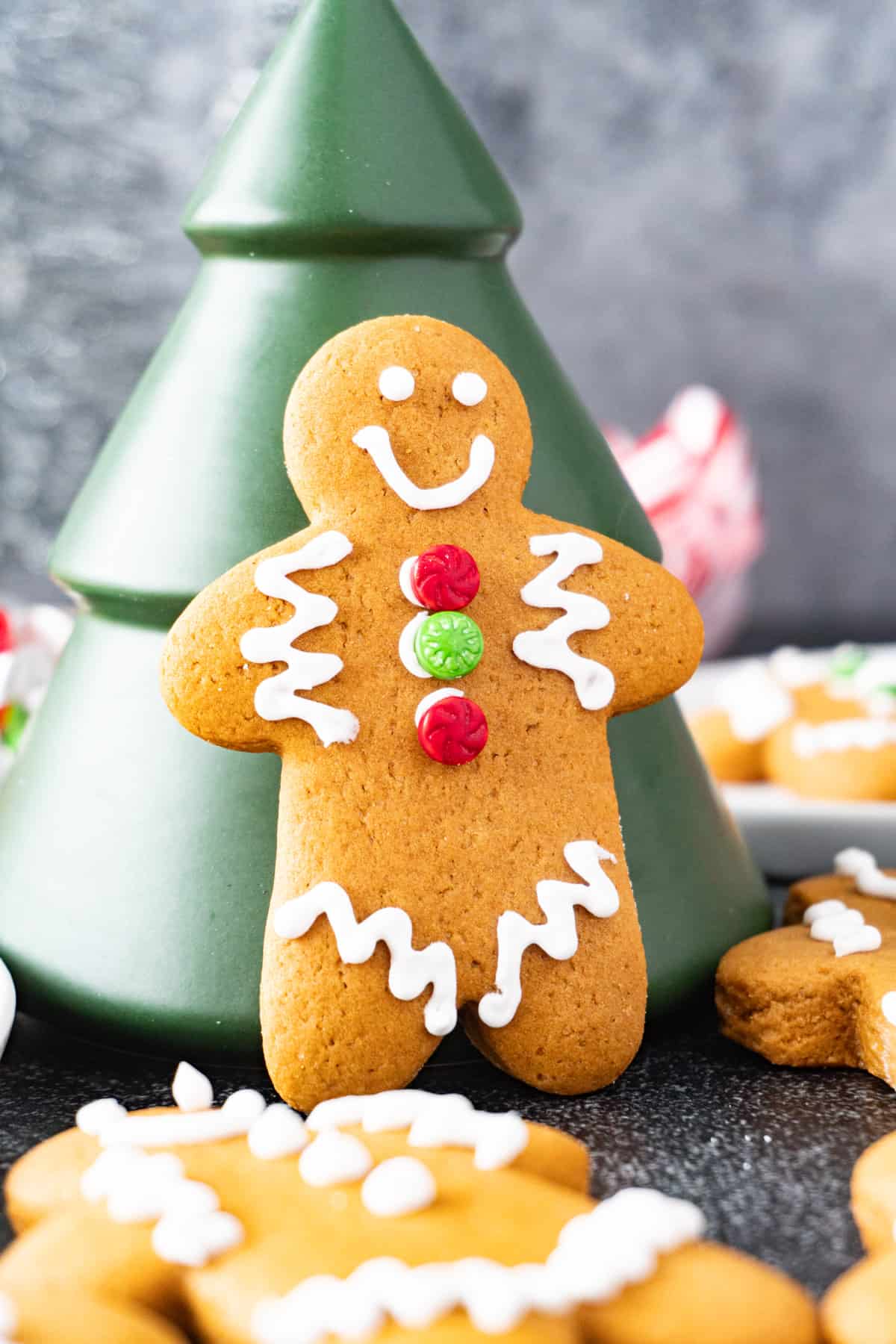 gingerbread cookie propped upright