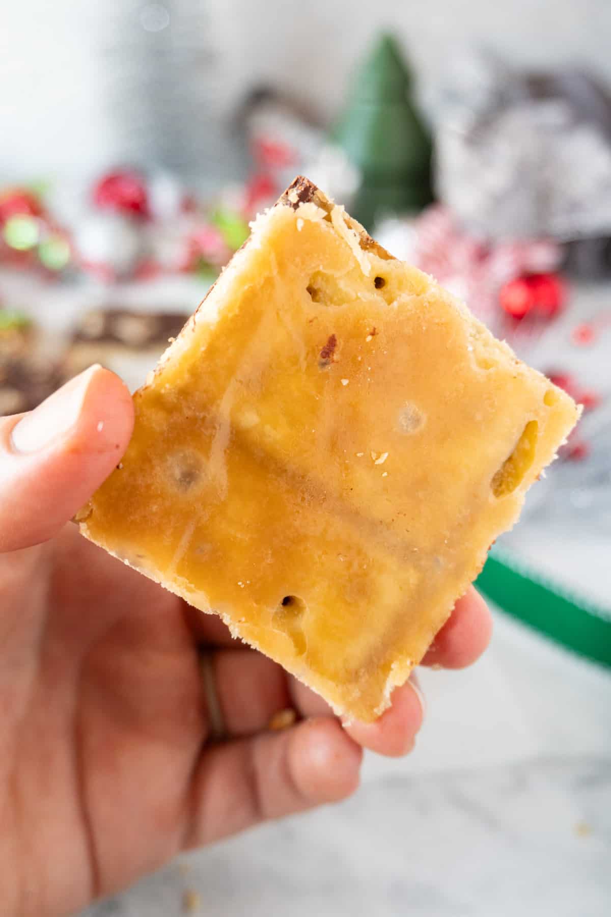 showing the underside of cracker candy