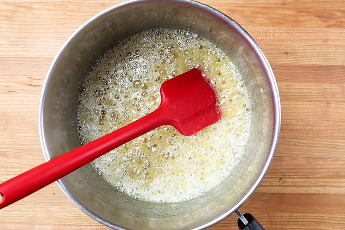 butter sugar mixture after boiling