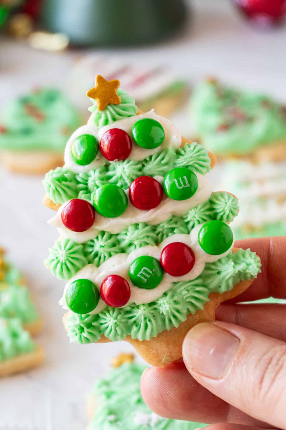Christmas Tree Cookie with red and green candies