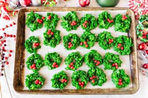 Christmas Wreath Cookies on tray