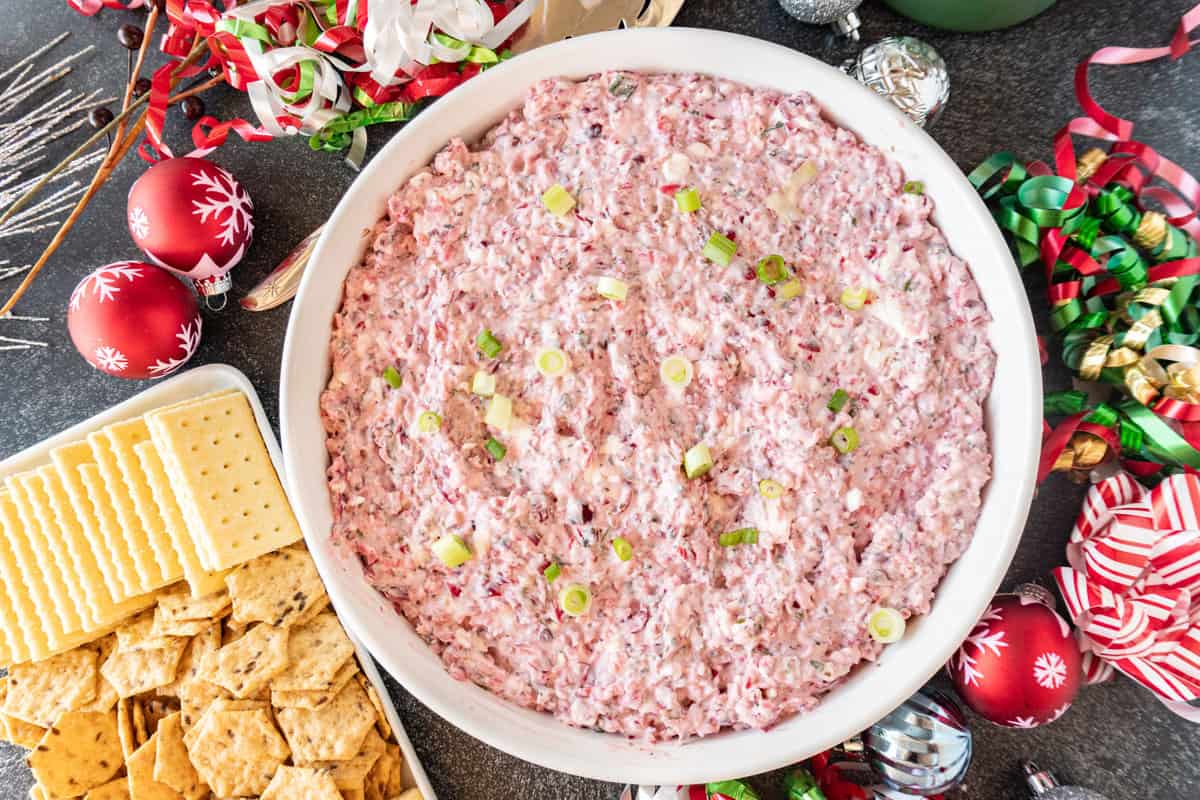 blended cranberry dip in bowl