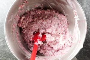 cranberry mixture mixed into cream cheese