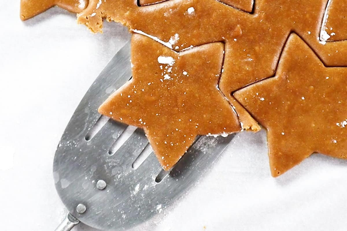 star cut out of dough on spatula