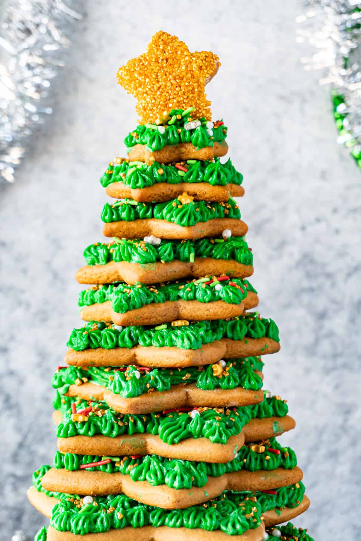 close up of the top of Gingerbread Christmas Tree