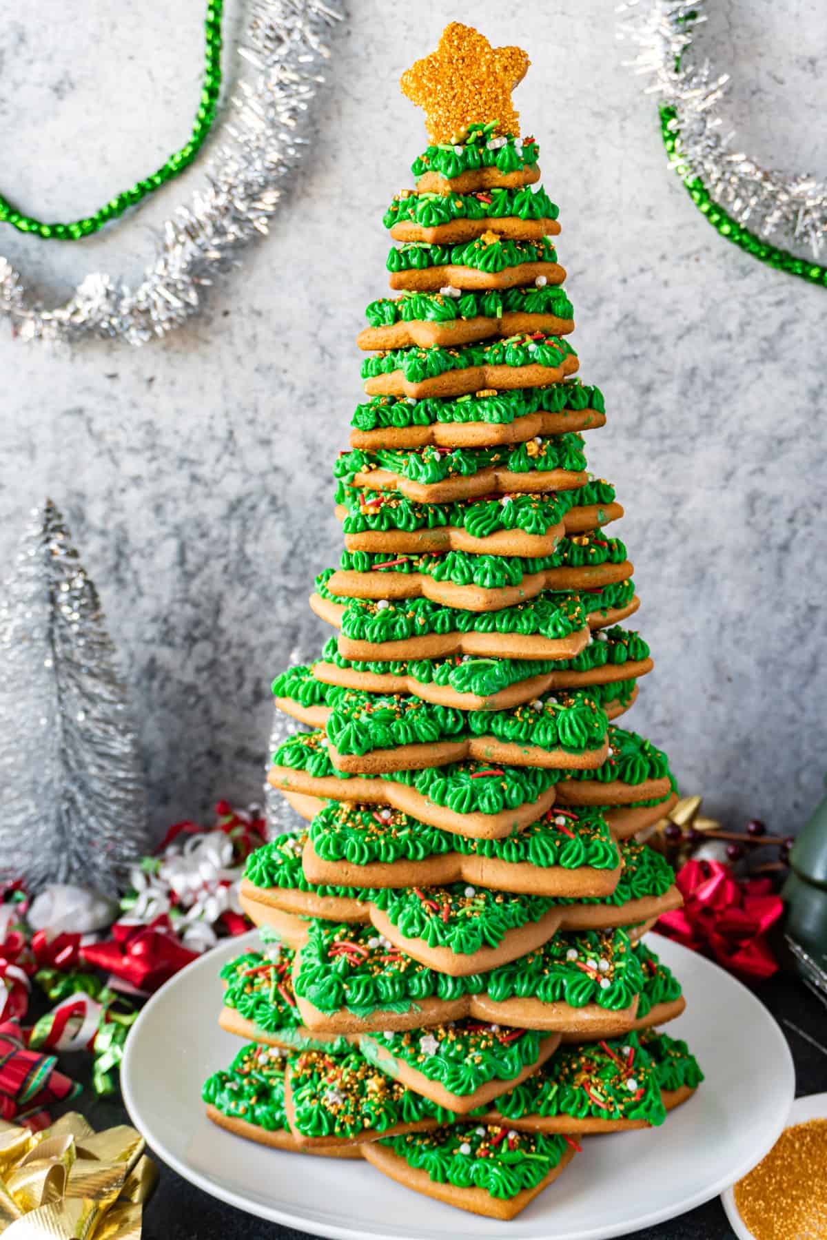 Full Gingerbread Christmas Tree on white plate