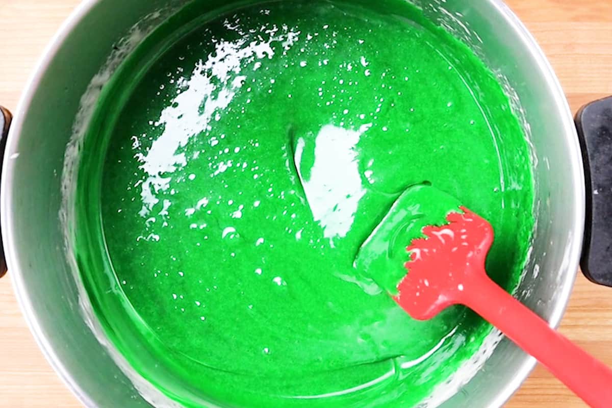 melted marshmallows dyed green