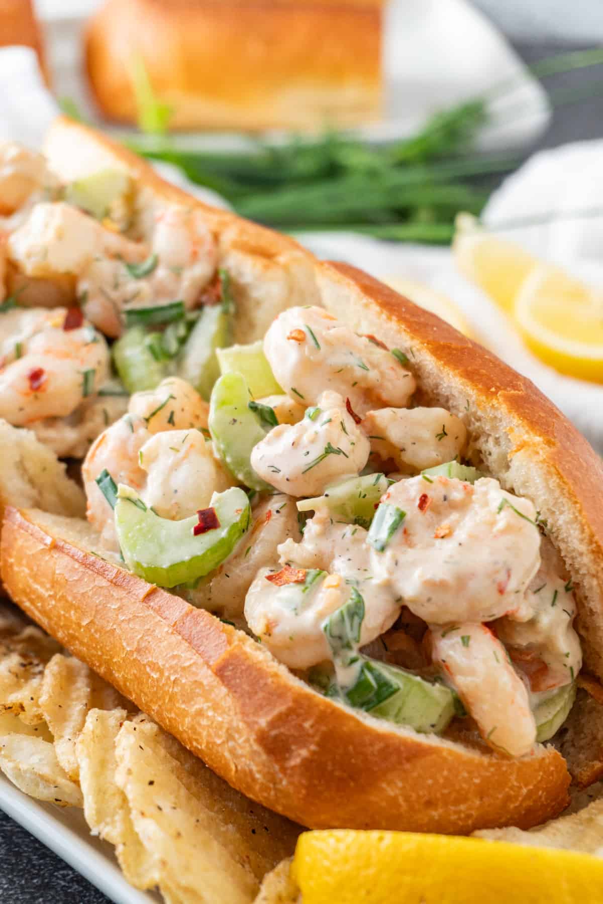 Shrimp Salad Sandwich close up