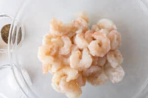 thawed shrimp in bowl