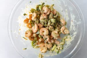 shrimp salad mixed together