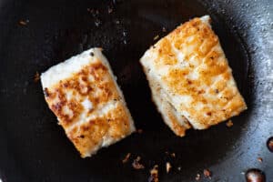 cod fried in pan