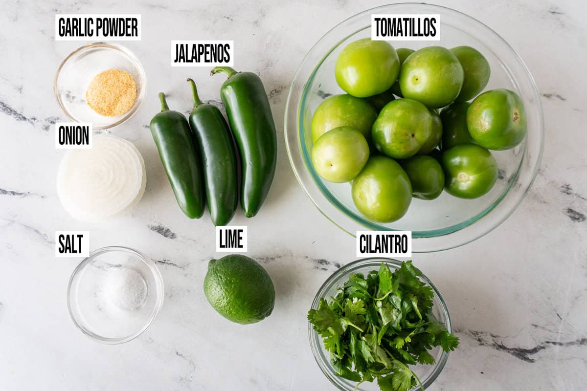 Roasted Tomatillo Salsa ingredients