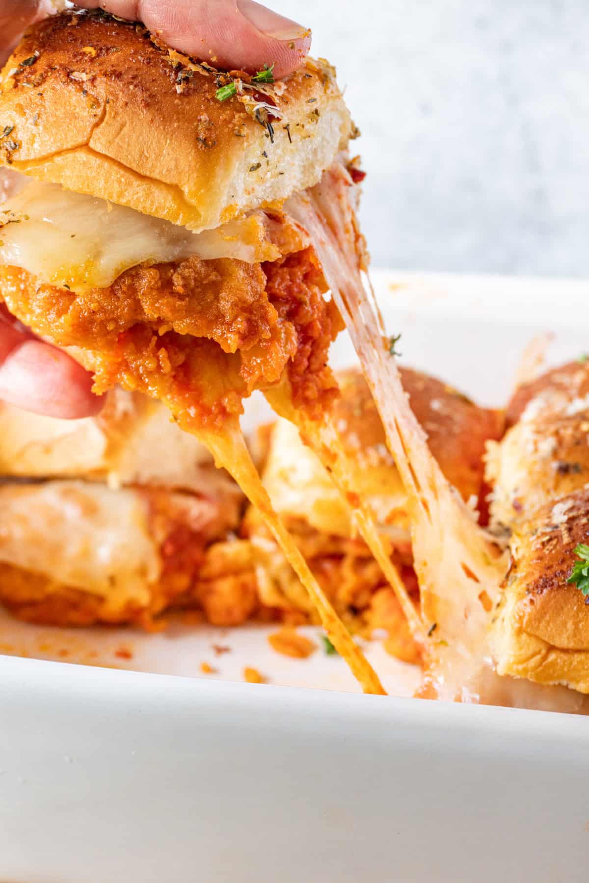 cheese pull when taking slider out of baking dish