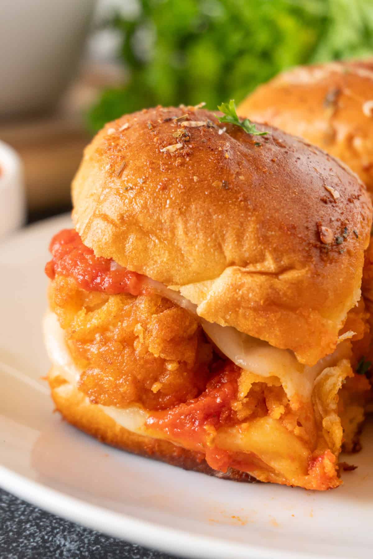 chicken parm slider on plate
