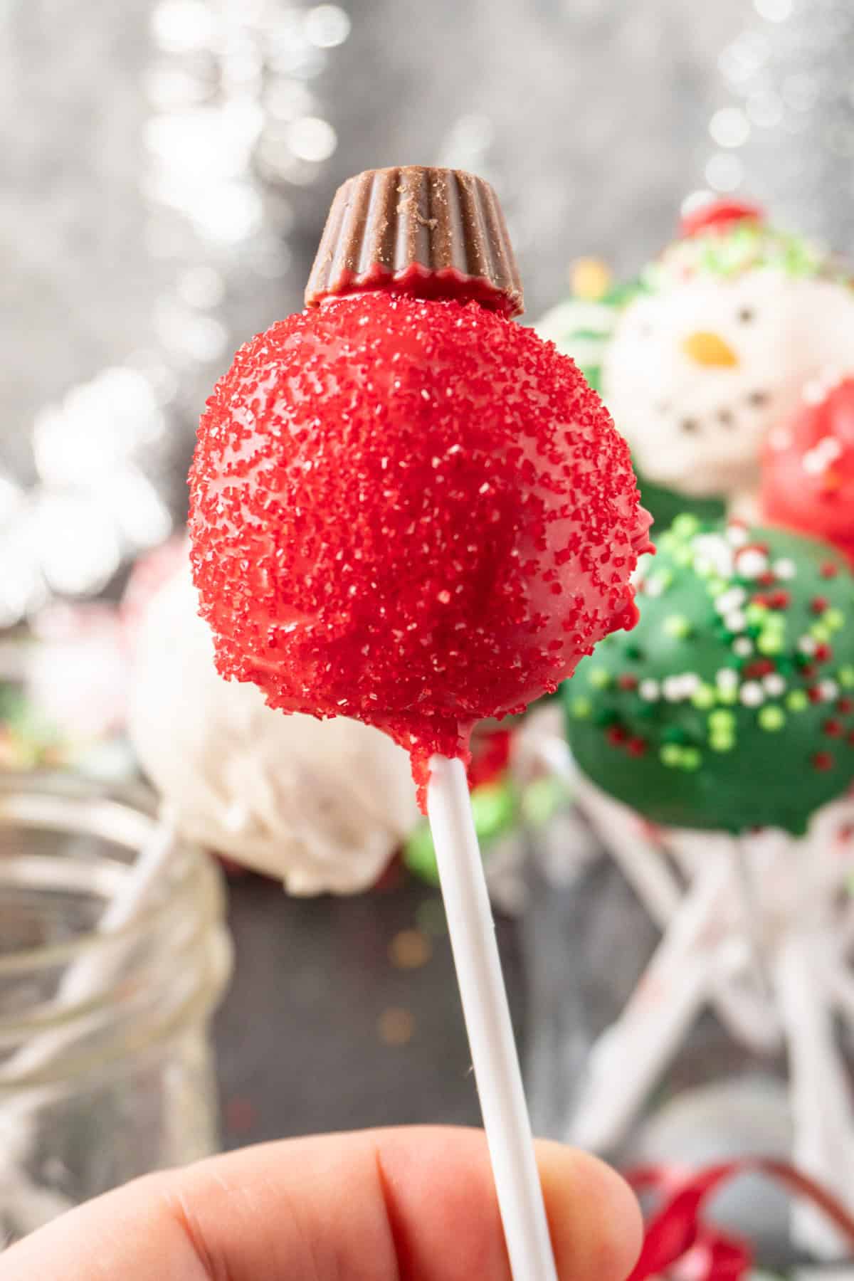 Christmas Cake Pop decorated ornament.