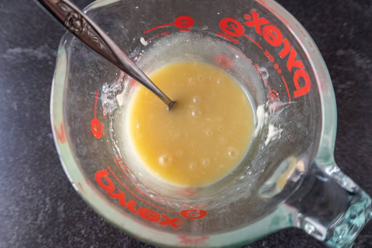 melted white chocolate and heavy cream