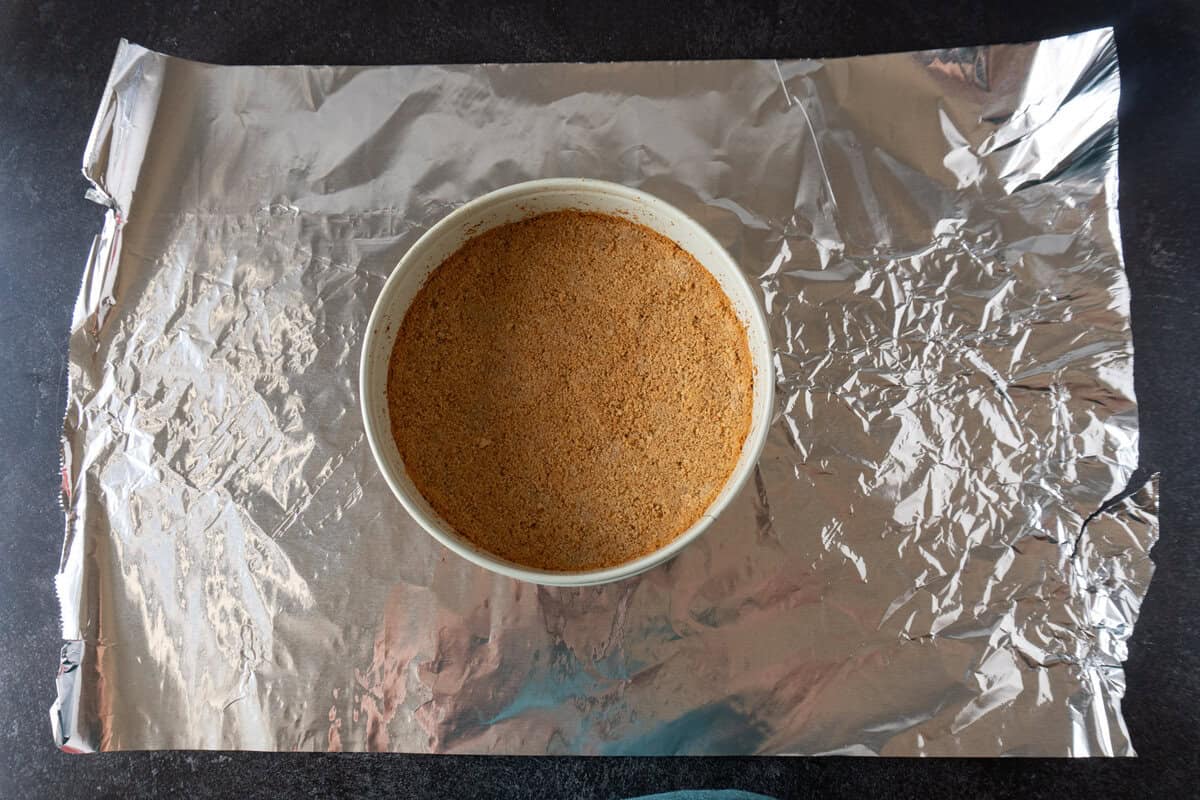 laying foil out to wrap pan